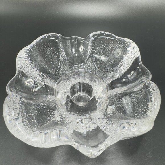 Orrefors Sweden Textured Scalloped Votive Candle Holder Clear Signed Glass VTG - Picture 8 of 15